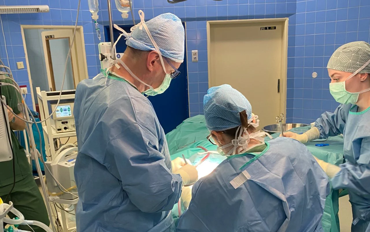 Surgeons at work in the operating theatre