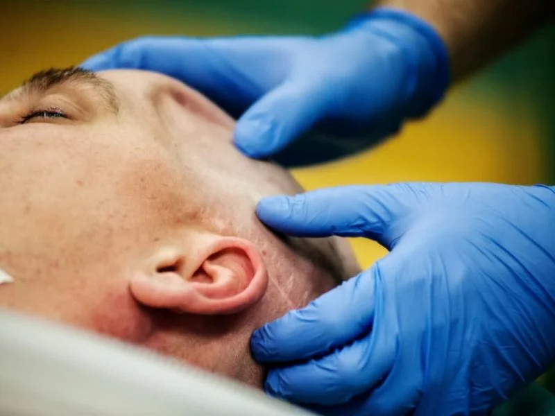 A patient lying on the operating table before surgery