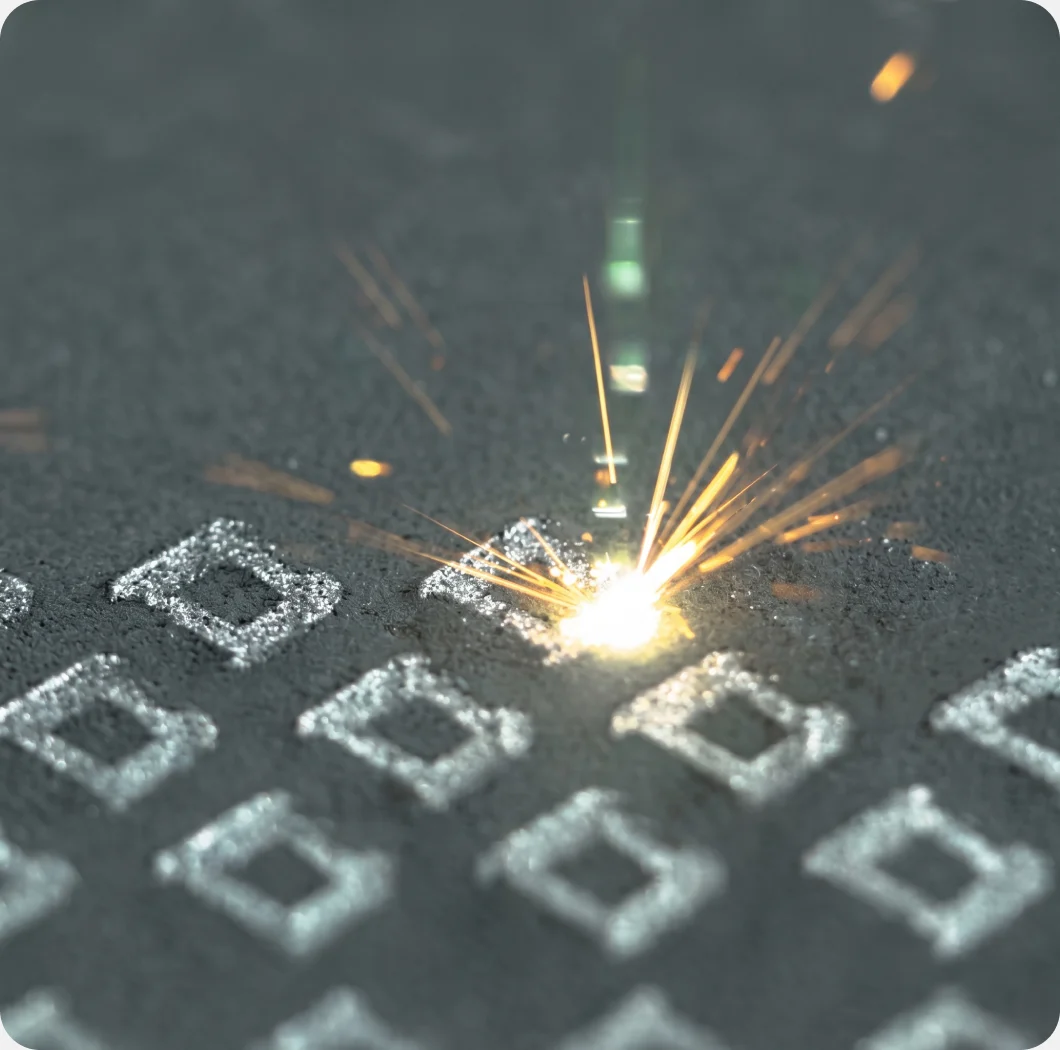 A laser melting titanium powder into implant parts